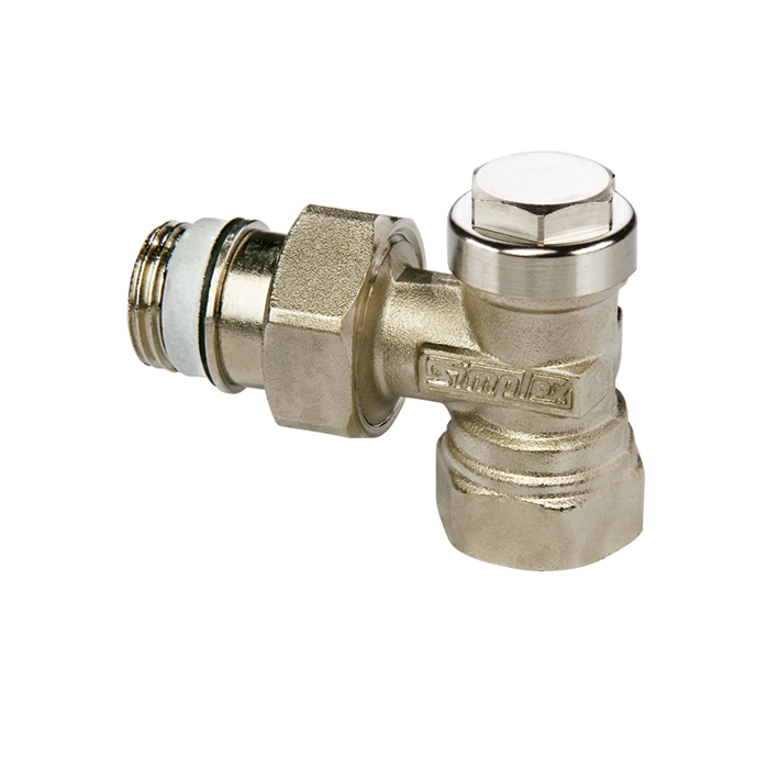 Вентиль запорный Simplex Standart Line тип IG/N угловой, 1/2"x1/2" 51.5x30x