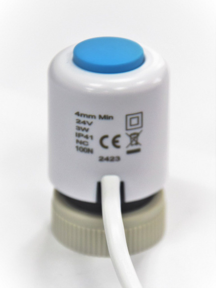Термоэлектрический сервопривод RTM-59PL (white) нормально закрытый, AC/DC, 24V, M30*1.5mm, 100N, цвет белый, (арт.129709) xx