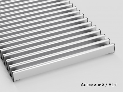Верхняя декоративная решетка, В=360 мм, H=15 мм, цвет Алюминий 15x360x