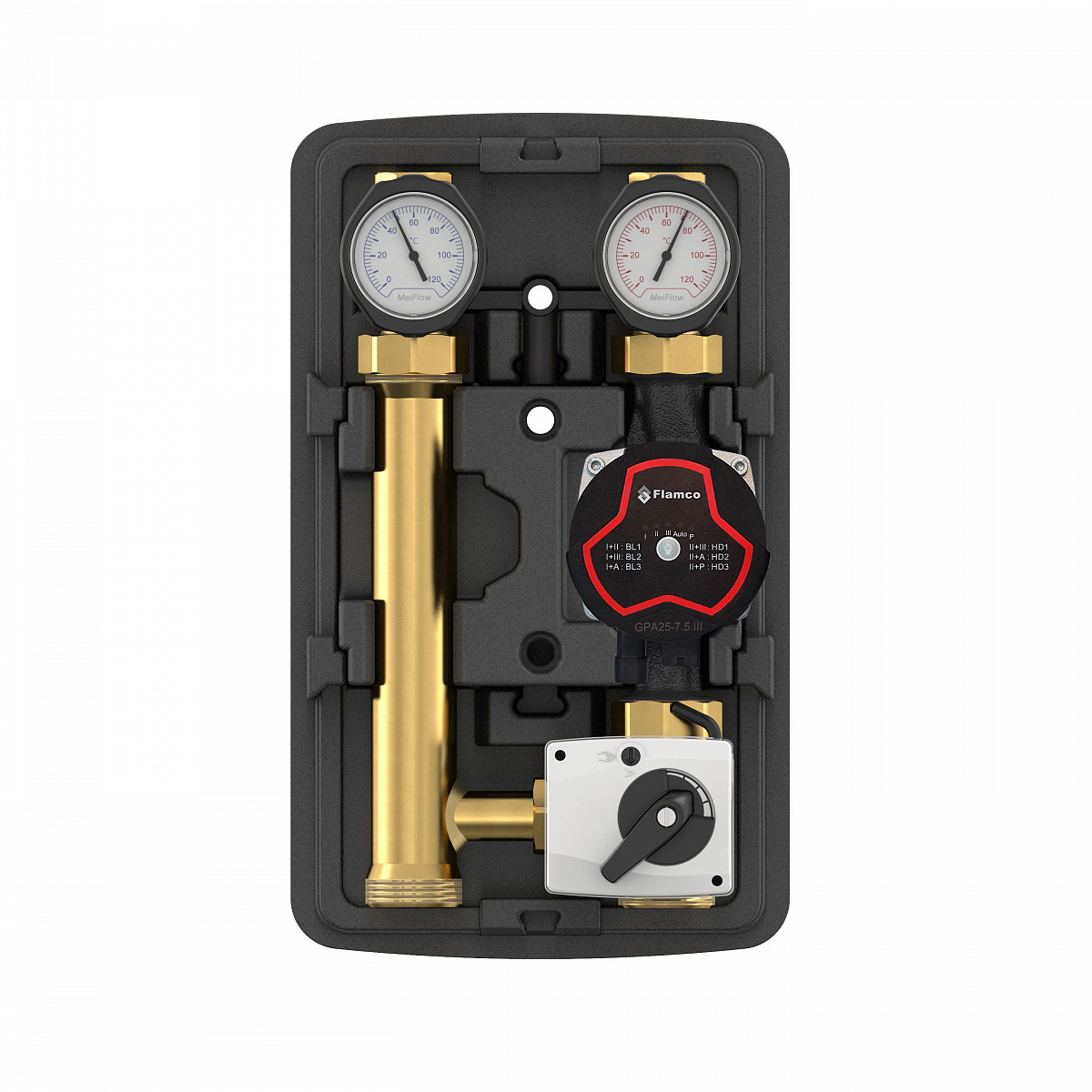 Насосная группа Meibes MeiFlow TOP S MC DN25 с приводом и насосом Flamco GPA 25-7.5 421x220x