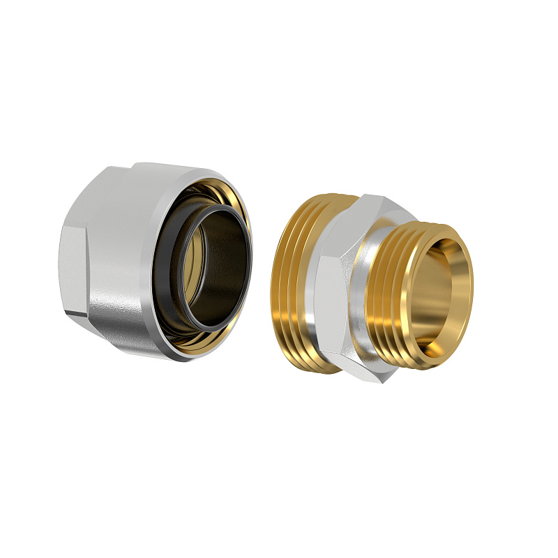 Фитинг Simplex резьбовой латунный Plus для стальных труб 1/2"х3/4'' НР, евроконус, DVGW 36.5x45x